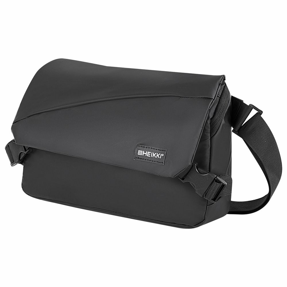 Сумка на плечо большая HEIKKI STREAM (ХЕЙКИ), карман-антивор, А5, черная, 22х31х8 см