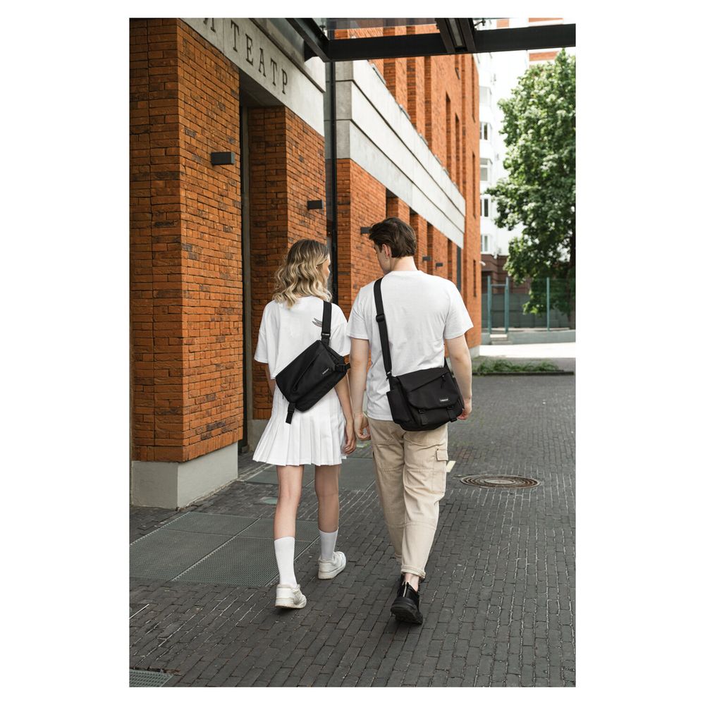 Сумка на плечо большая HEIKKI STREAM (ХЕЙКИ), карман-антивор, А5, черная, 22х31х8 см