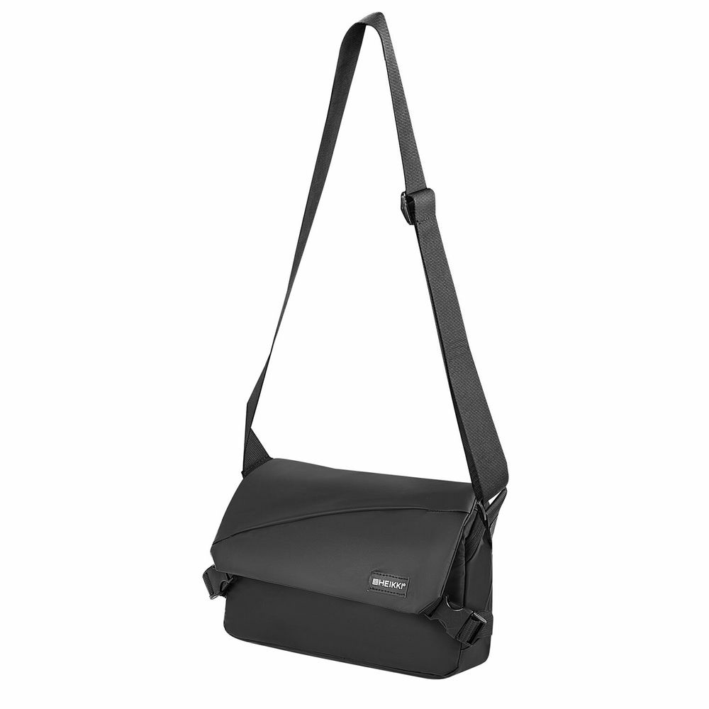 Сумка на плечо большая HEIKKI STREAM (ХЕЙКИ), карман-антивор, А5, черная, 22х31х8 см