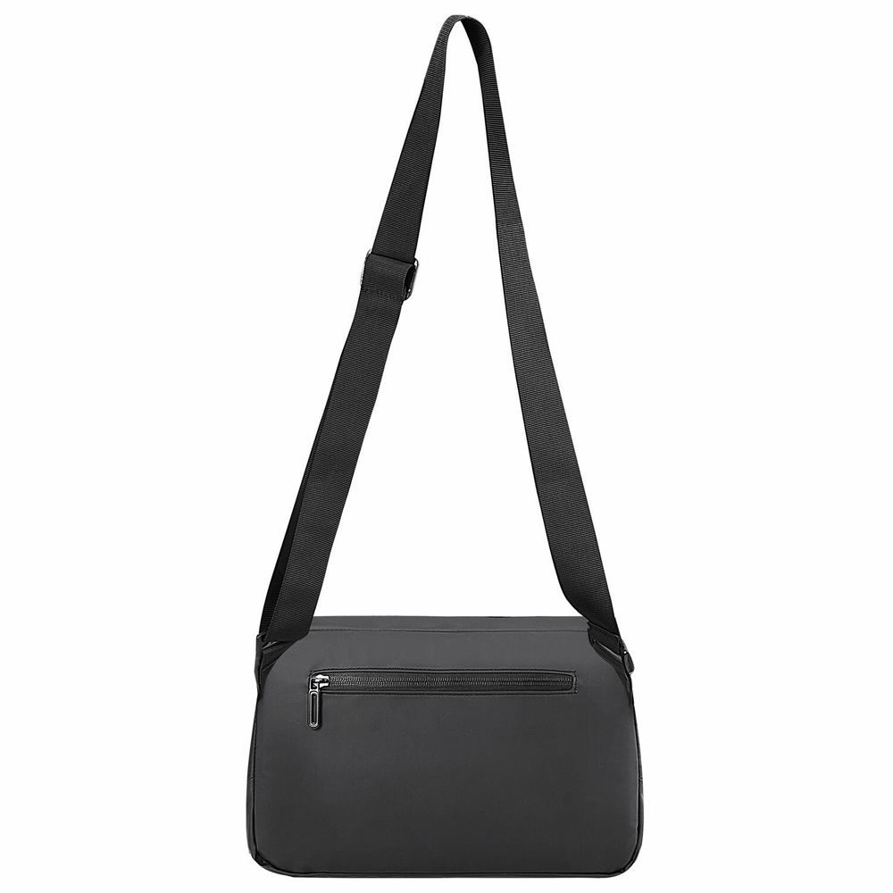 Сумка на плечо большая HEIKKI STREAM (ХЕЙКИ), карман-антивор, А5, черная, 22х31х8 см