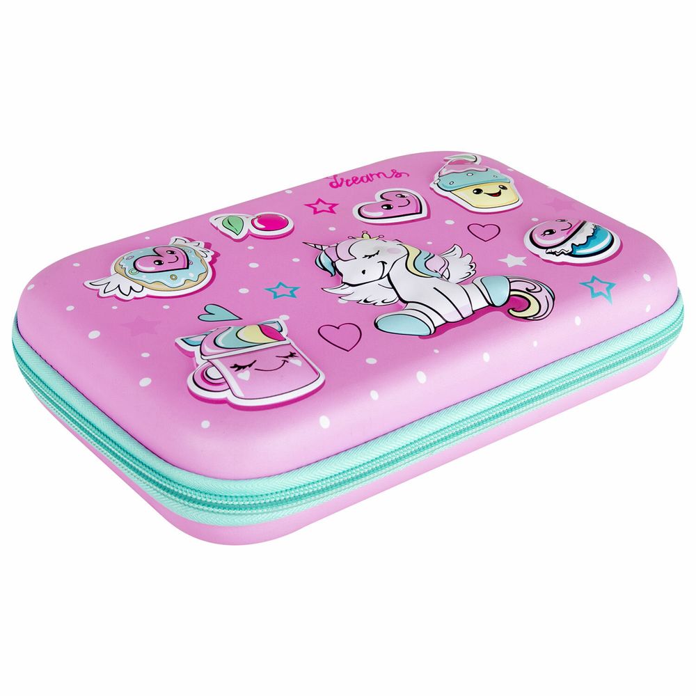 Пенал BRAUBERG KIDS большой удобный с откидной планкой, EVA, 22х15х4 см, "Unicorn dreams"