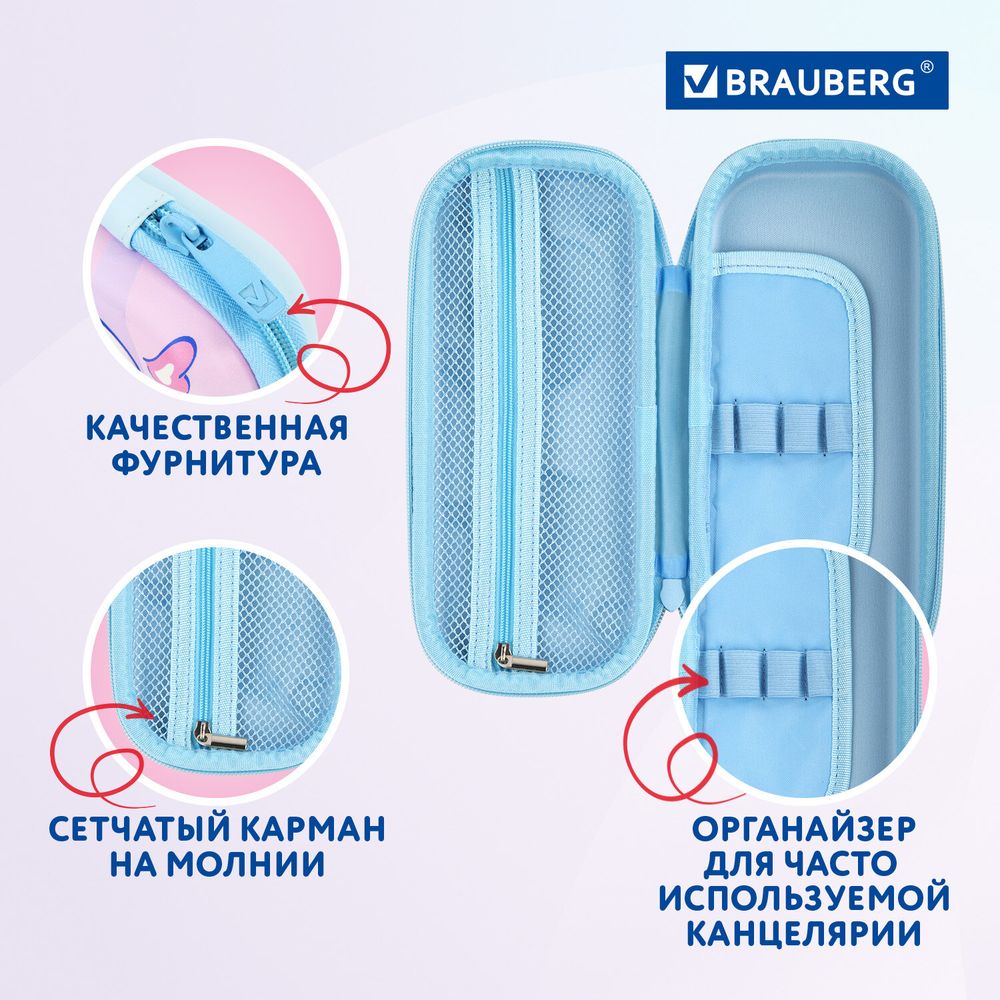 Пенал BRAUBERG, 1 отделение, 1 откидная планка, EVA 3D, 22х10х5 см, "Humster"