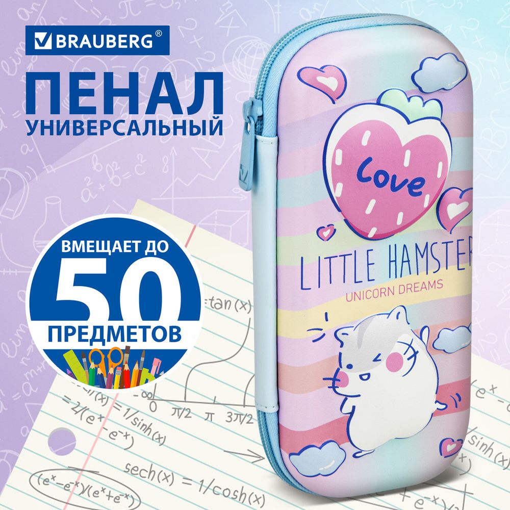 Пенал BRAUBERG, 1 отделение, 1 откидная планка, EVA 3D, 22х10х5 см, "Humster"