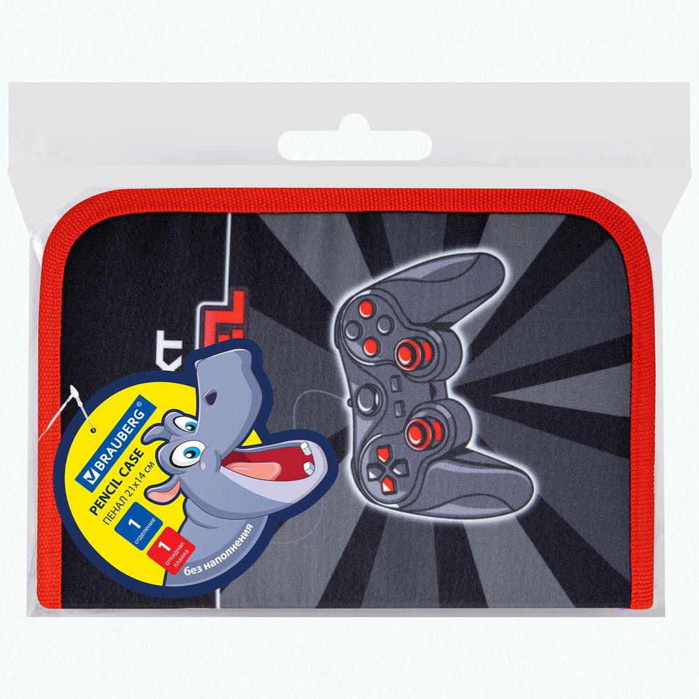 Пенал BRAUBERG, 1 отделение, 1 откидная планка, полиэстер, 21х14 см, "Next level"