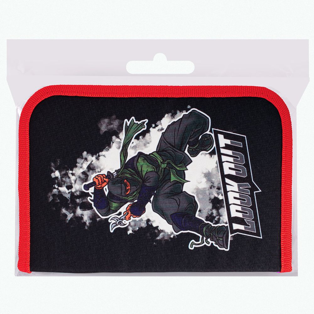 Пенал BRAUBERG, 1 отделение, 2 откидные планки, полиэстер, 21х14 см, "Ninja"