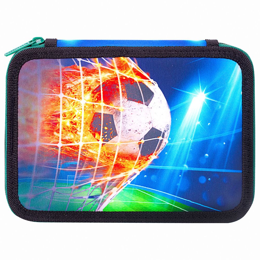 Пенал BRAUBERG, 2 отделения, полиэстер, 21х14 см, "Fire football"