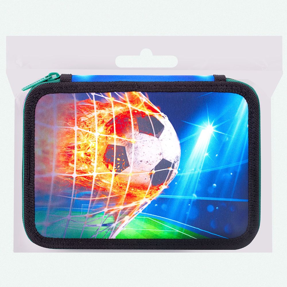 Пенал BRAUBERG, 2 отделения, полиэстер, 21х14 см, "Fire football"