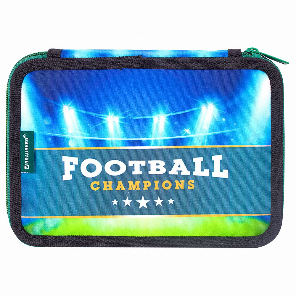 Пенал BRAUBERG, 2 отделения, полиэстер, 21х14 см, "Fire football"