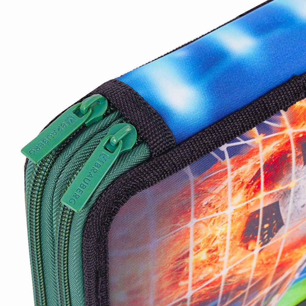 Пенал BRAUBERG, 2 отделения, полиэстер, 21х14 см, "Fire football"