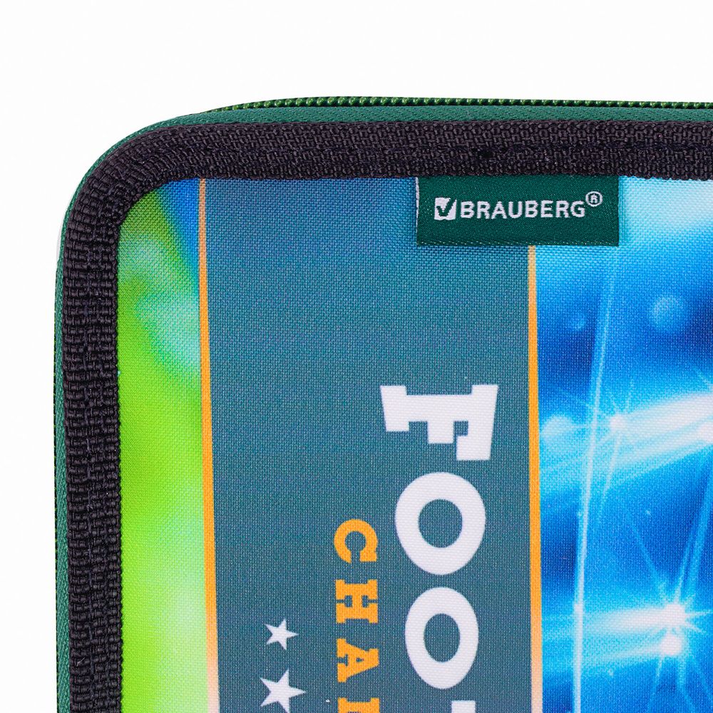 Пенал BRAUBERG, 2 отделения, полиэстер, 21х14 см, "Fire football"
