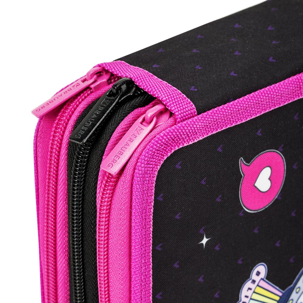 Пенал BRAUBERG, 3 отделения, полиэстер, 21х14 см, "Space sweets"