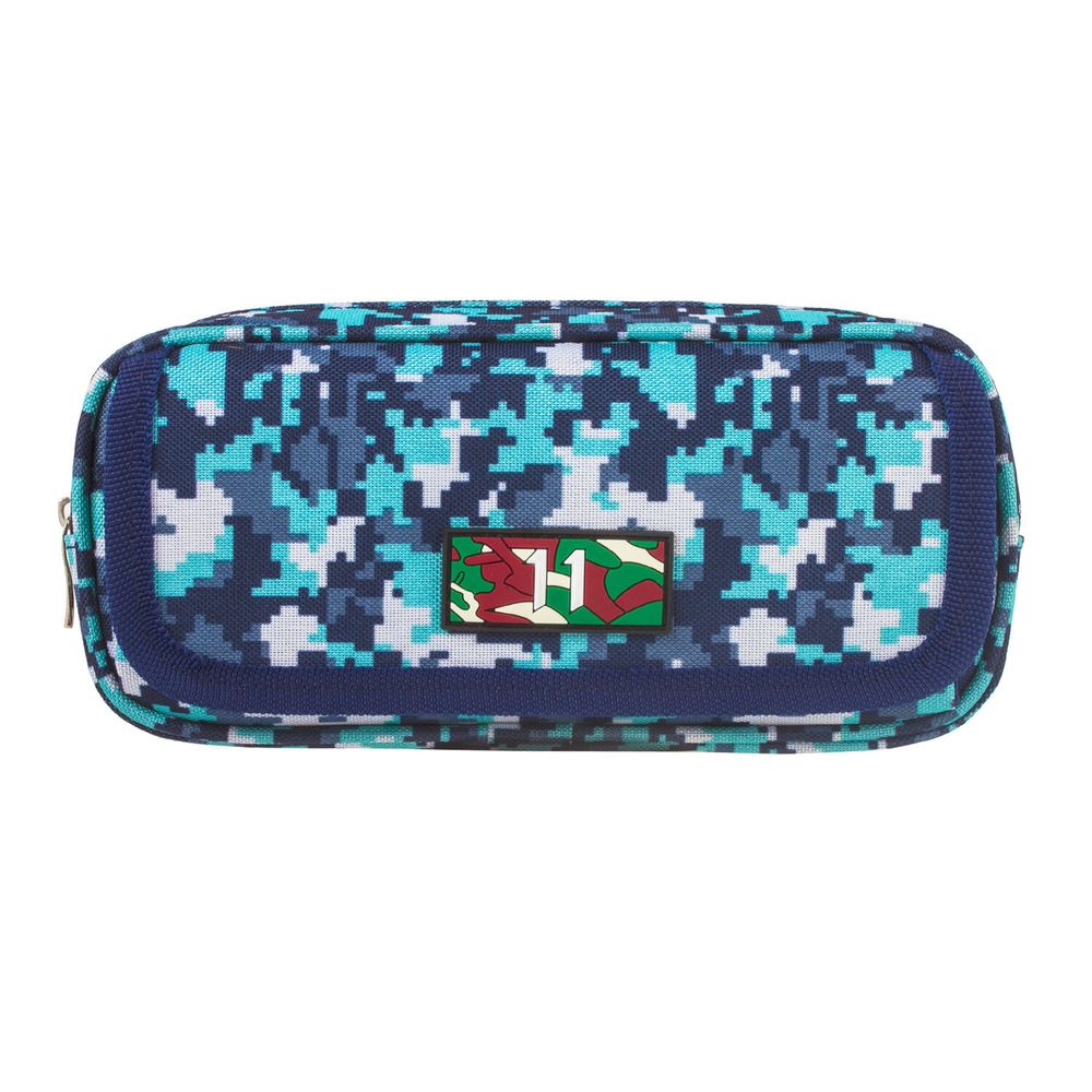 Пенал BRAUBERG для мальчиков, 1 отделение, органайзер, мягкий, "Military", синий, 21х5х9 см