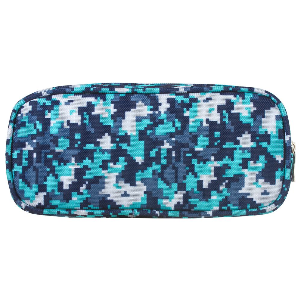 Пенал BRAUBERG для мальчиков, 1 отделение, органайзер, мягкий, "Military", синий, 21х5х9 см