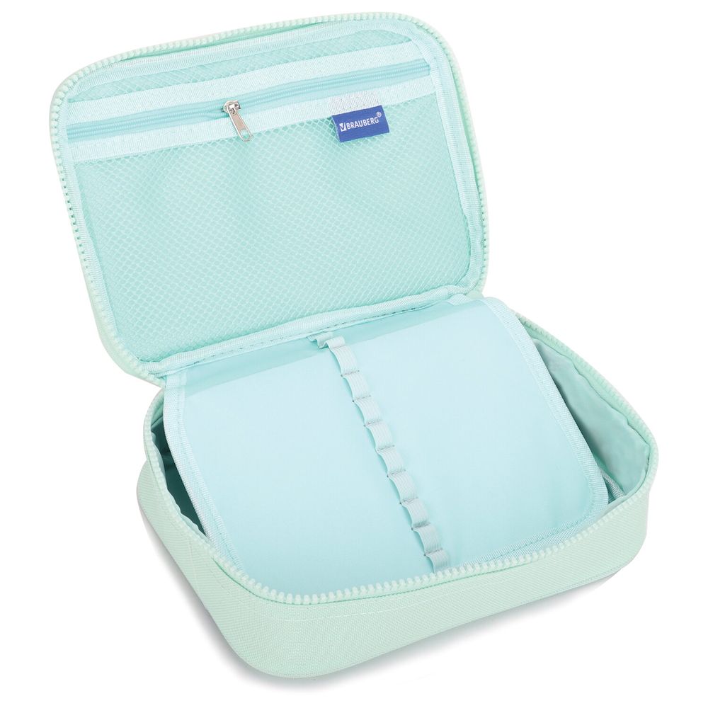 Пенал-косметичка BRAUBERG БОЛЬШОЙ, 1 отделение, 1 откидная планка, ткань, 21x15x6 см, "Mint"