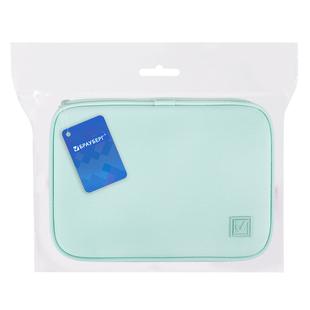 Пенал-косметичка BRAUBERG БОЛЬШОЙ, 1 отделение, 1 откидная планка, ткань, 21x15x6 см, "Mint"