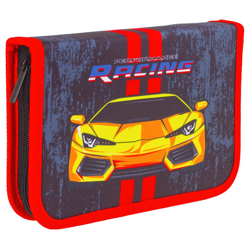 Пенал BRAUBERG с наполнением, 1 отделение, 1 откидная планка, 24 предмета, 21х14 см, "Yellow car"