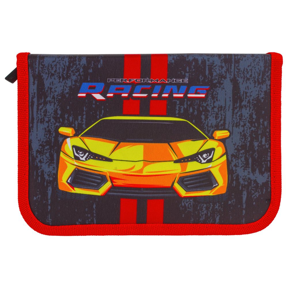 Пенал BRAUBERG с наполнением, 1 отделение, 1 откидная планка, 24 предмета, 21х14 см, "Yellow car"