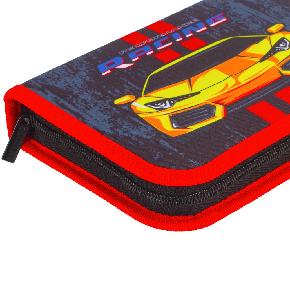 Пенал BRAUBERG с наполнением, 1 отделение, 1 откидная планка, 24 предмета, 21х14 см, "Yellow car"