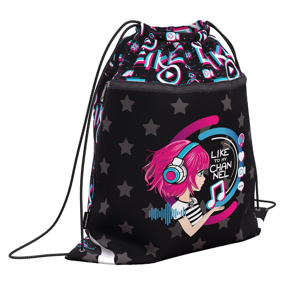 Мешок для обуви ErichKrause с карманом на молнии 500х410мм Top Blogger