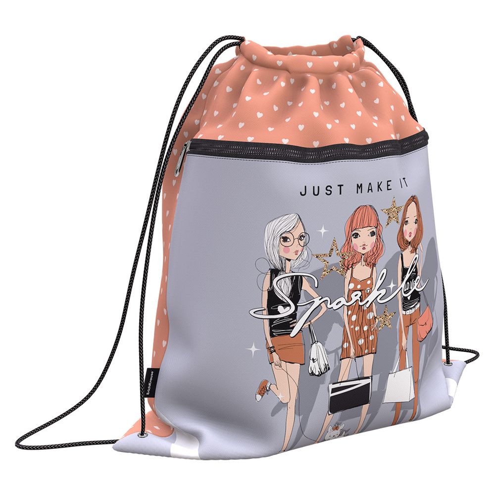 Мешок для обуви ErichKrause с карманом на молнии 500х410мм Top Models