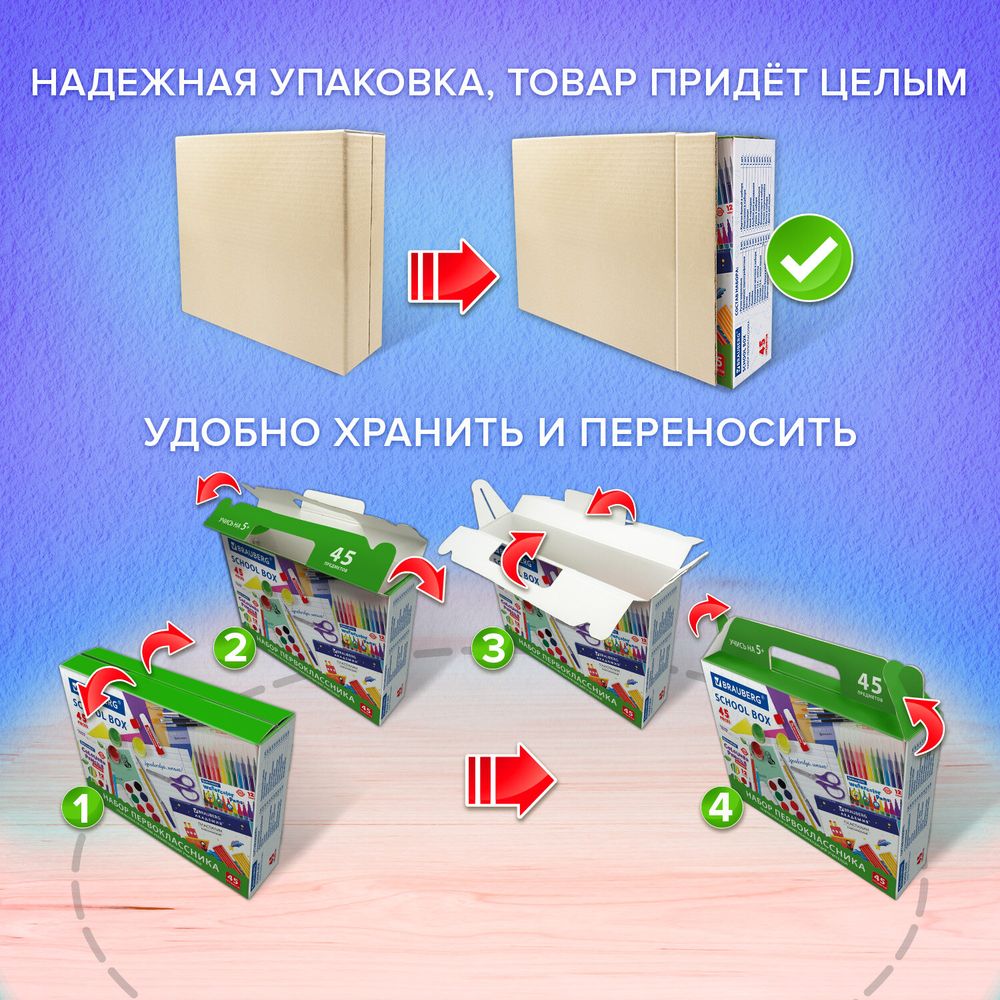 Набор школьных принадлежностей в подарочной коробке BRAUBERG 