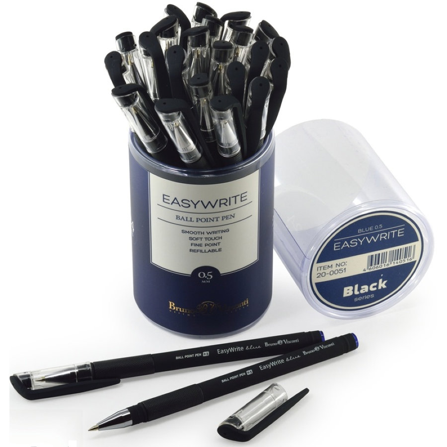 Ручка шариковая Bruno Visconti EasyWrite Black, 0,5мм, синяя (20-0051) 