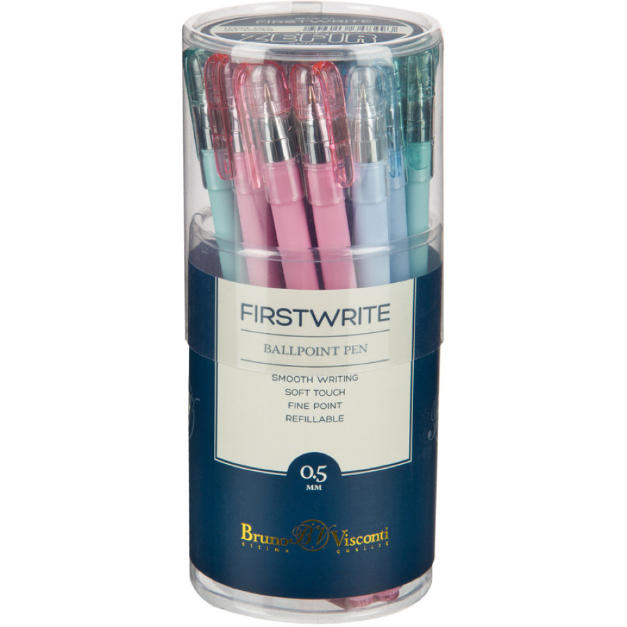 Ручка шариковая Bruno Visconti FirstWrite Zefir, 0,5мм, не автомат, корпус ассорти, синяя (20-0239) 