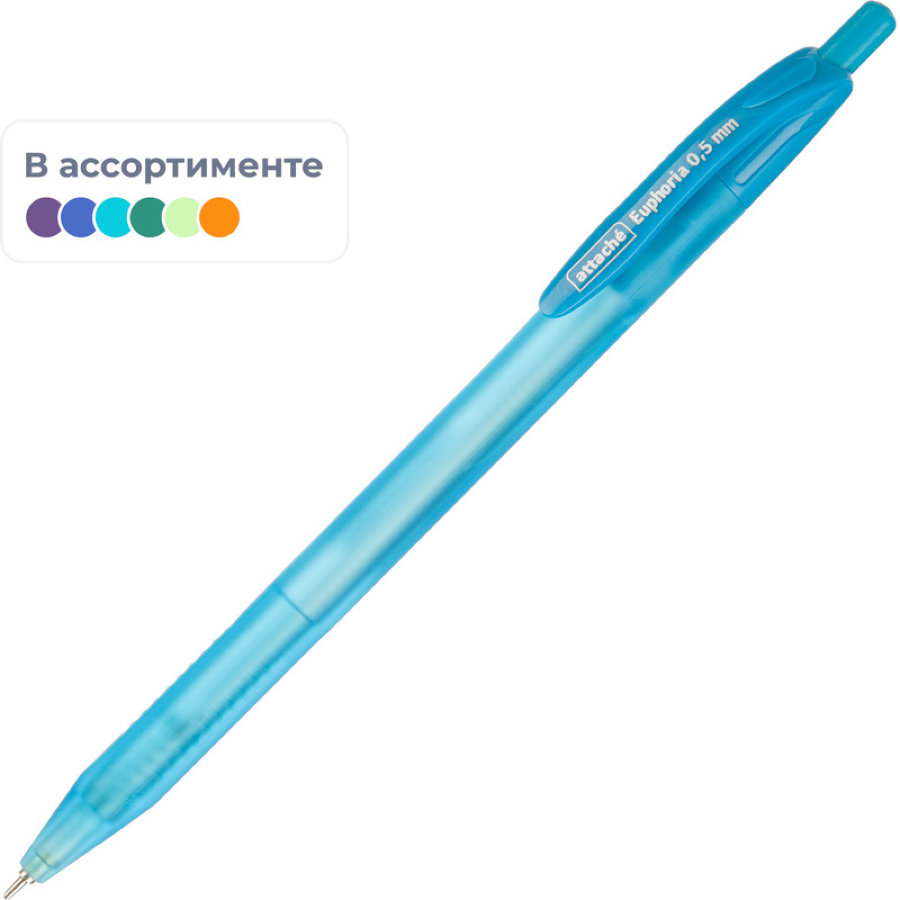 Ручка шариковая автом. в ассортименте Attache Euphoria синяя корпус soft touch (толщина линии 0.5 мм) 