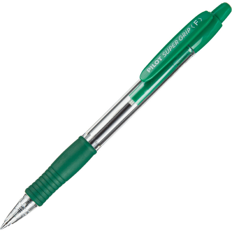 Ручка шариковая автоматическая Pilot BPGP-10R-F G Super grip зеленая (толщина линии 0.22 мм) 