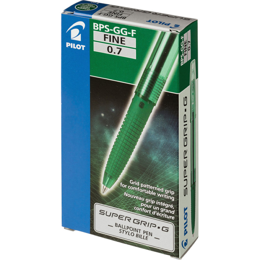 Ручка шариковая масляная Pilot Super Grip G BPS-GG-F-G зеленая (толщина линии 0.22 мм) 