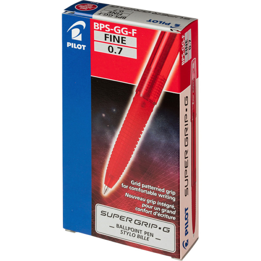 Ручка шариковая масляная Pilot Super Grip G BPS-GG-F-R красная (толщина линии 0.22 мм) 