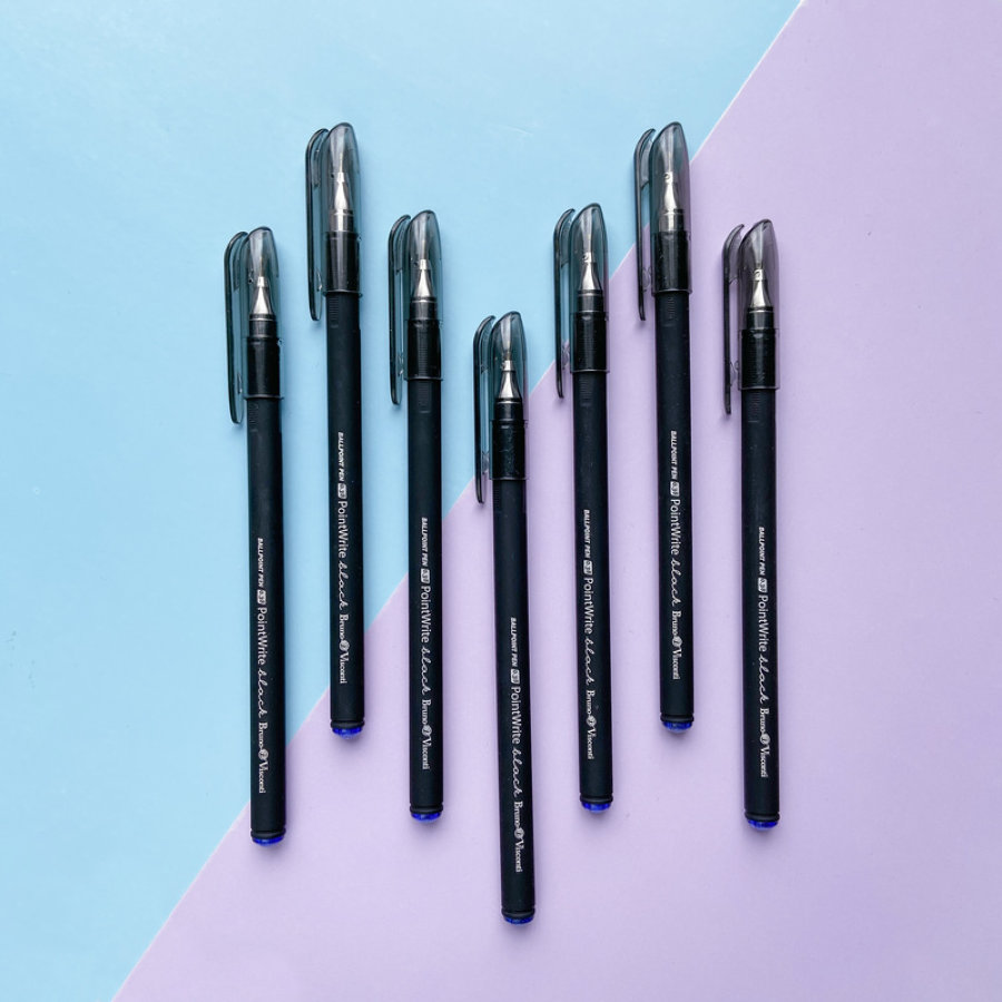 Ручка шариковая неавтоматическая Bruno Visconti PointWrite Black синяя корпус soft touch (толщина линии 0.3 мм) 
