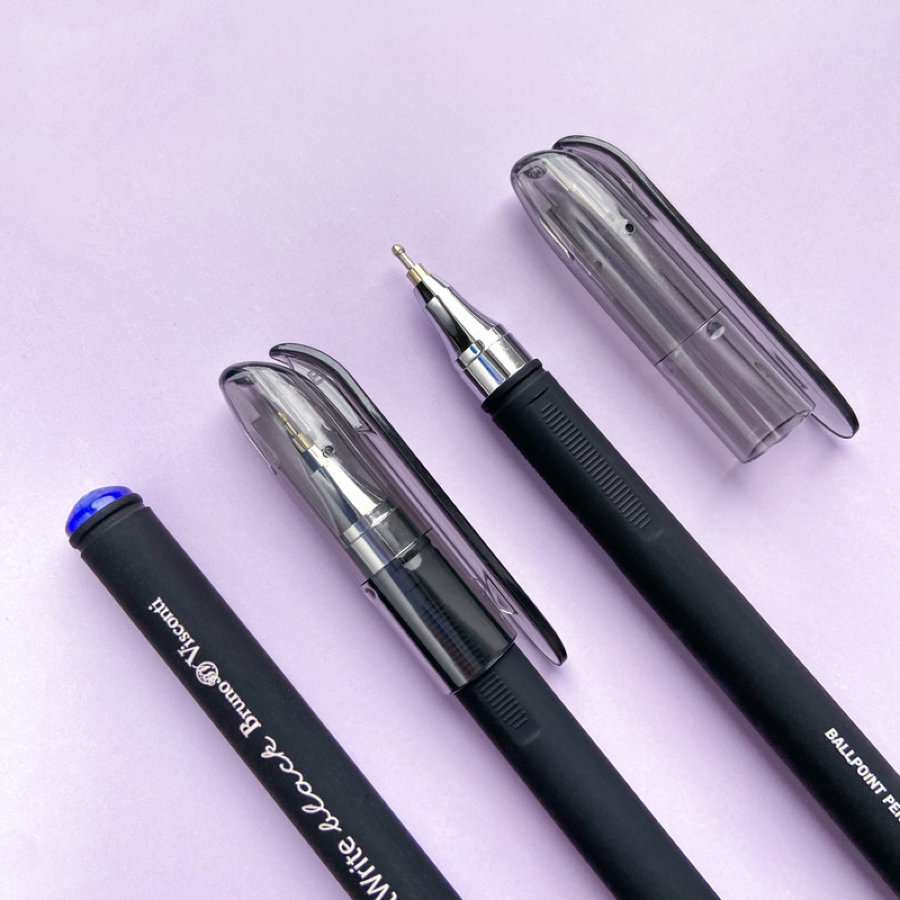 Ручка шариковая неавтоматическая Bruno Visconti PointWrite Black синяя корпус soft touch (толщина линии 0.3 мм) 