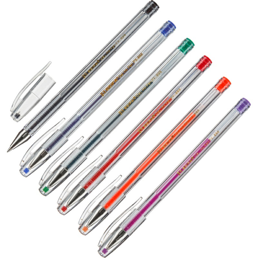 Набор ручек гелевых 6цв. Beifa PX888-6 PVC, 0,5мм 
