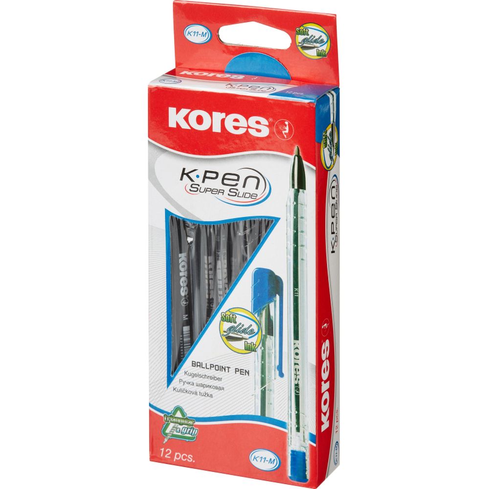 Ручка шариковая Kores К11 неавт M(1мм) треугольный корпус, масляная, синяя