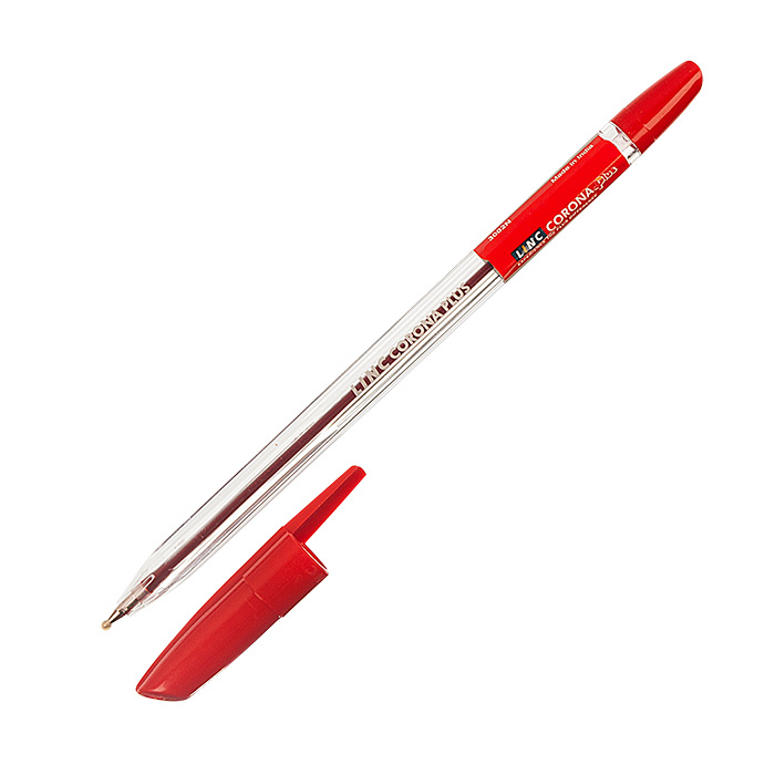Ручка шариковая LINC CORONA PLUS 0,7 мм красн.прозр. корп.