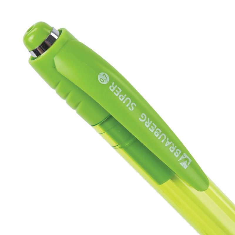 Ручка шариковая автоматическая с грипом BRAUBERG SUPER, СИНЯЯ, корпус зеленый, пишущий узел 0,7 мм, линия письма 0,35 мм