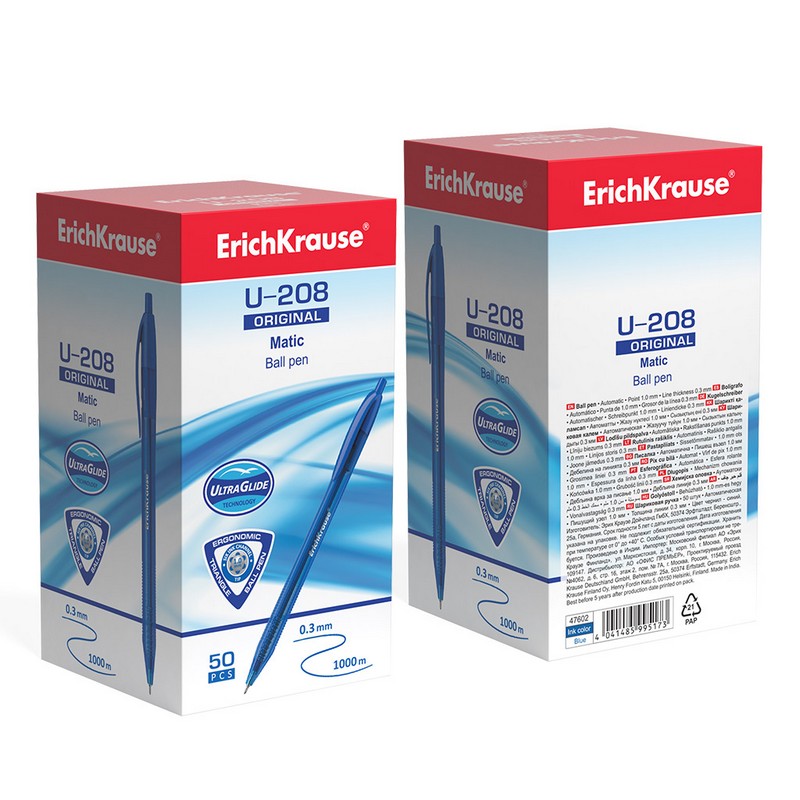 Ручка шариковая автоматическая ErichKrause U-209 Original Matic&Grip 1.0, Ultra Glide Technology, цвет чернил синий 