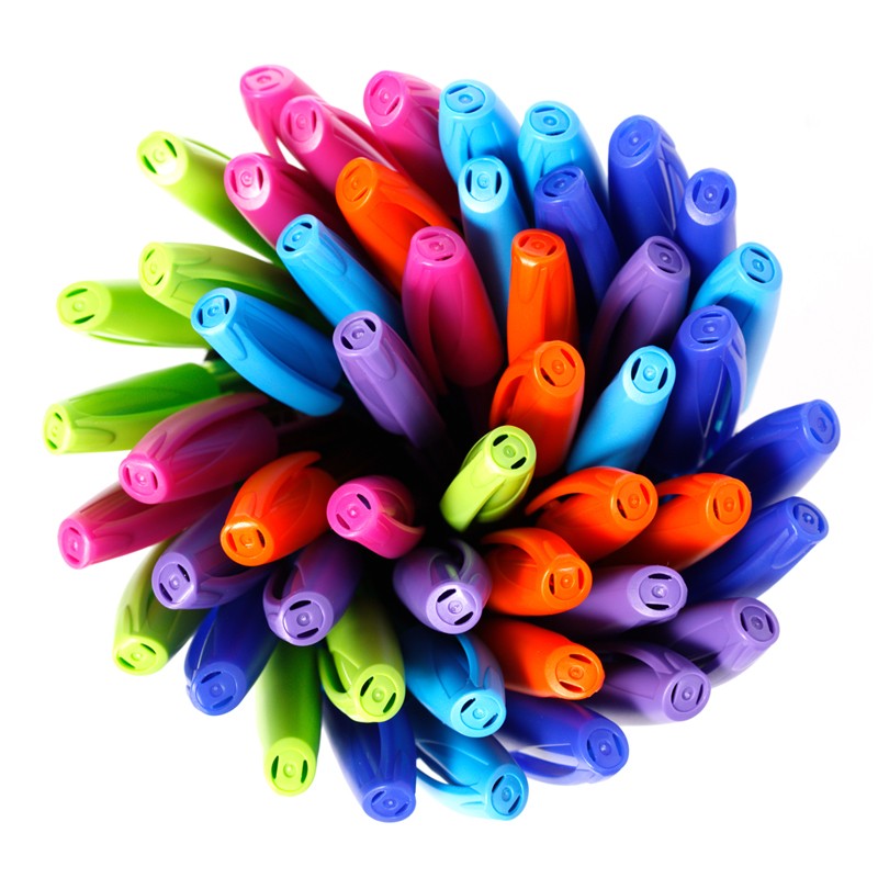 Ручка шариковая автоматическая Luxor "Micra X II" синяя, 0,7мм, грип, корпус ассорти