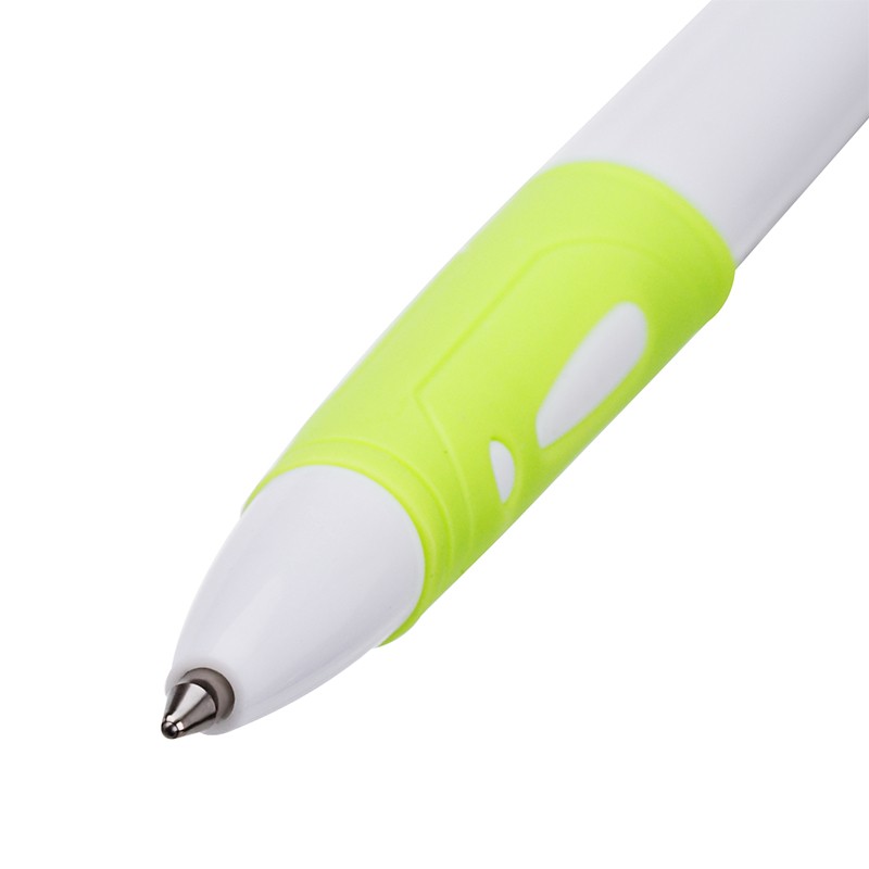 Ручка шариковая автоматическая OfficeSpace синяя, 0,7мм, грип, белый корпус