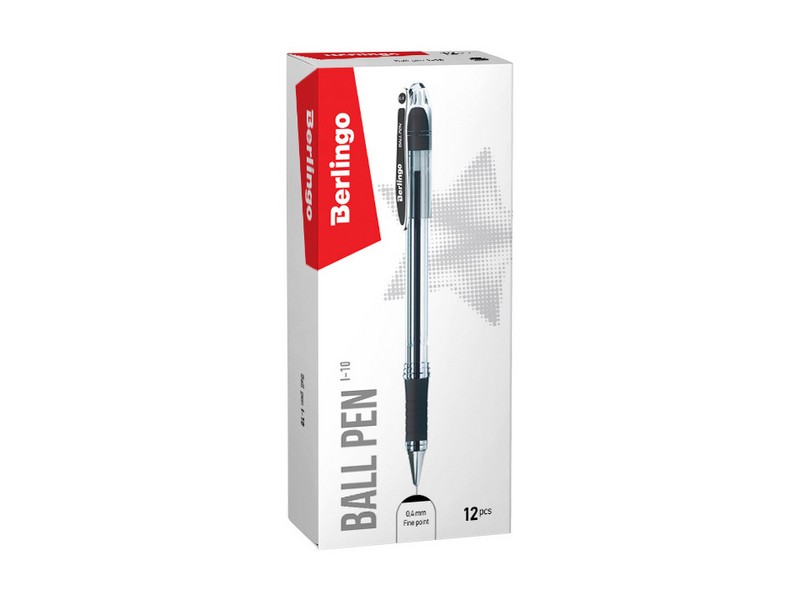Ручка шариковая Berlingo "I-10" черная, 0,4мм, грип