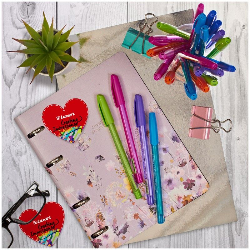 Ручка шариковая Luxor "InkGlide 100 Icy" синяя, 0,7мм, трехгран., корпус ассорти