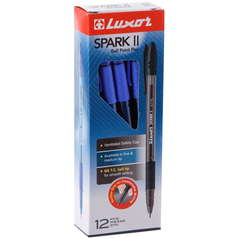 Ручка шариковая Luxor "Spark II" синяя, 0,7мм, грип