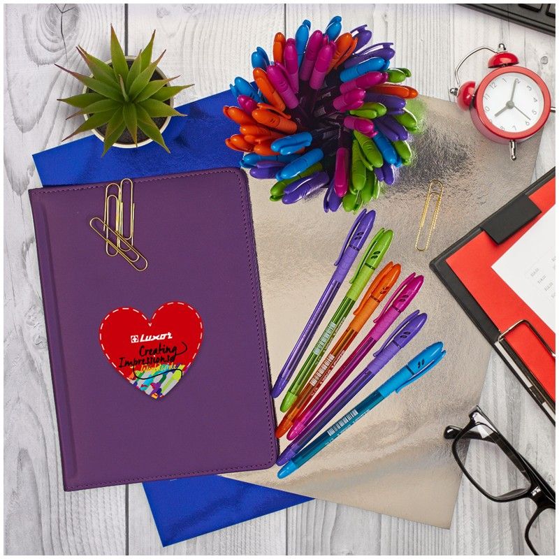 Ручка шариковая Luxor "Spark II" синяя, 0,7мм, грип, корпус ассорти