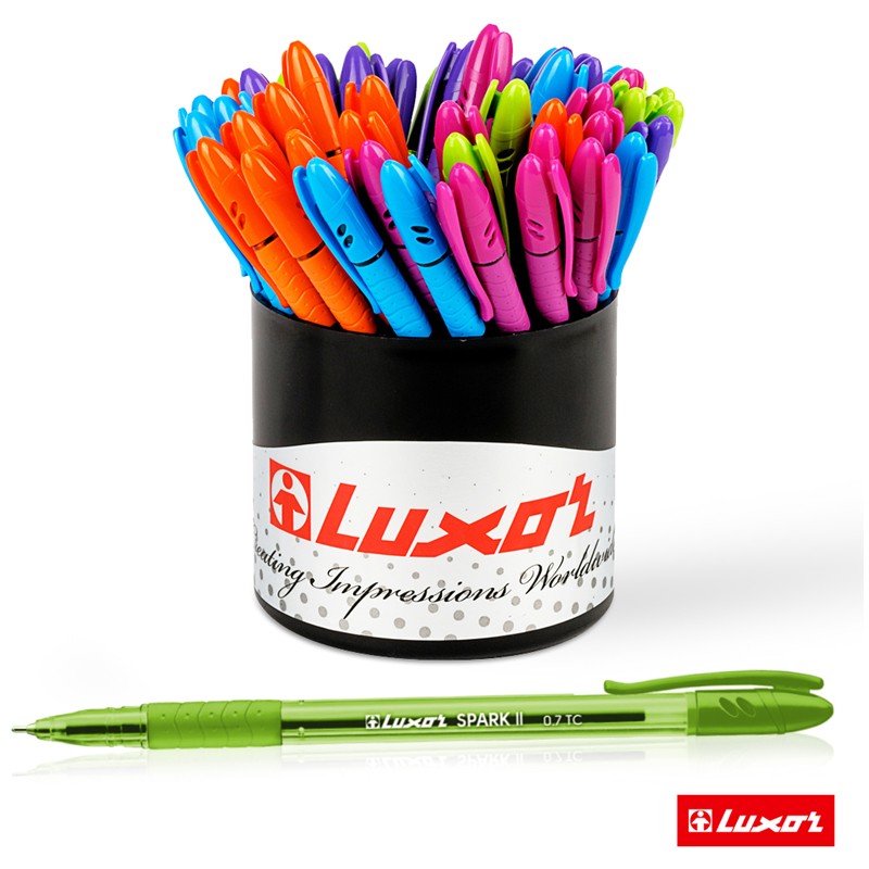 Ручка шариковая Luxor "Spark II" синяя, 0,7мм, грип, корпус ассорти