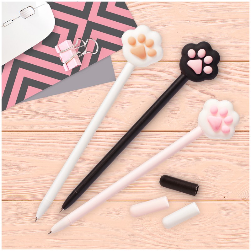 Ручка шариковая MESHU "Cute Paws" синяя, 0,7мм,  корпус ассорти