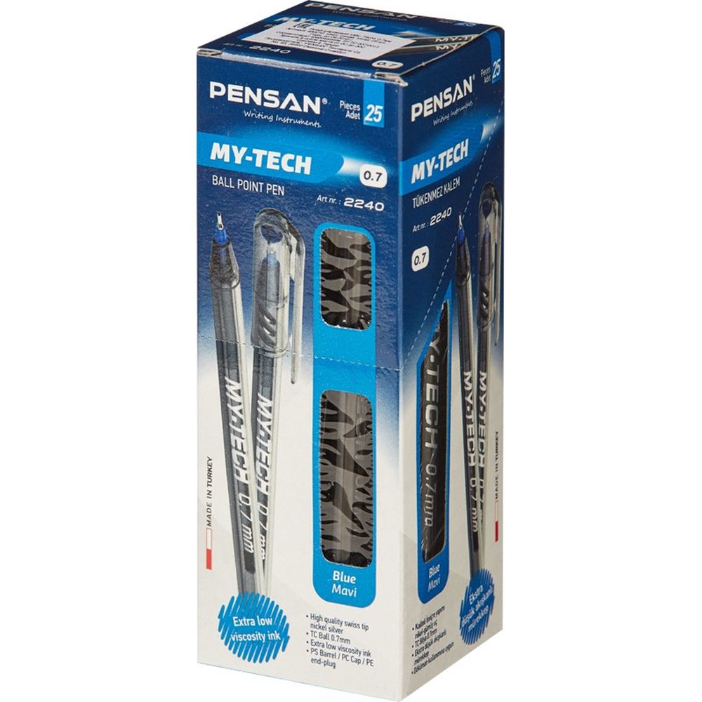Ручка шариковая PenSan "My-Tech" синяя, 0,7мм, игольчатый стержень, на масляной основе