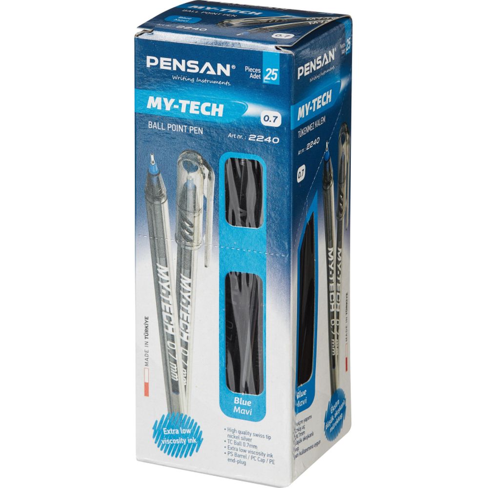 Ручка шариковая PenSan "My-Tech" синяя, 0,7мм, игольчатый стержень, на масляной основе