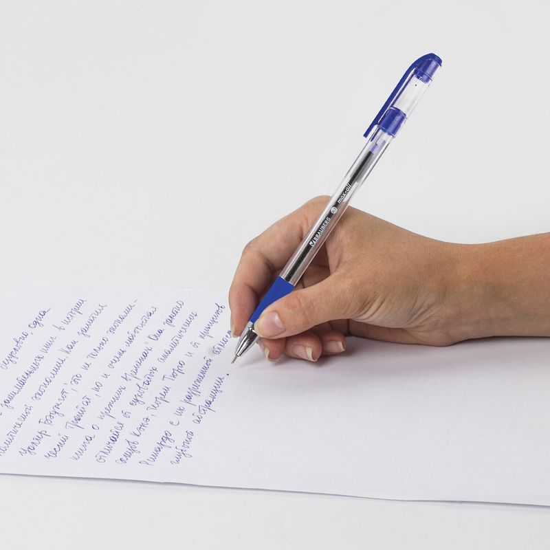 Ручка шариковая масляная с грипом BRAUBERG "Max-Oil", СИНЯЯ, игольчатый узел 0,7 мм, линия письма 0,35 мм