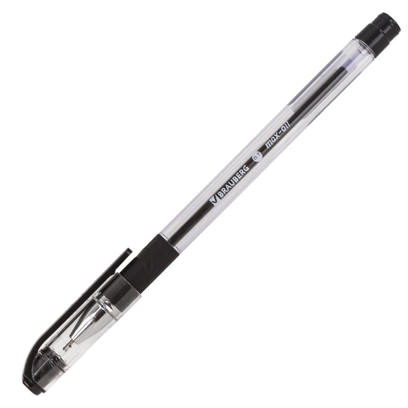 Ручка шариковая масляная с грипом BRAUBERG "Max-Oil", ЧЕРНАЯ, игольчатый узел 0,7 мм, линия письма 0,35 мм